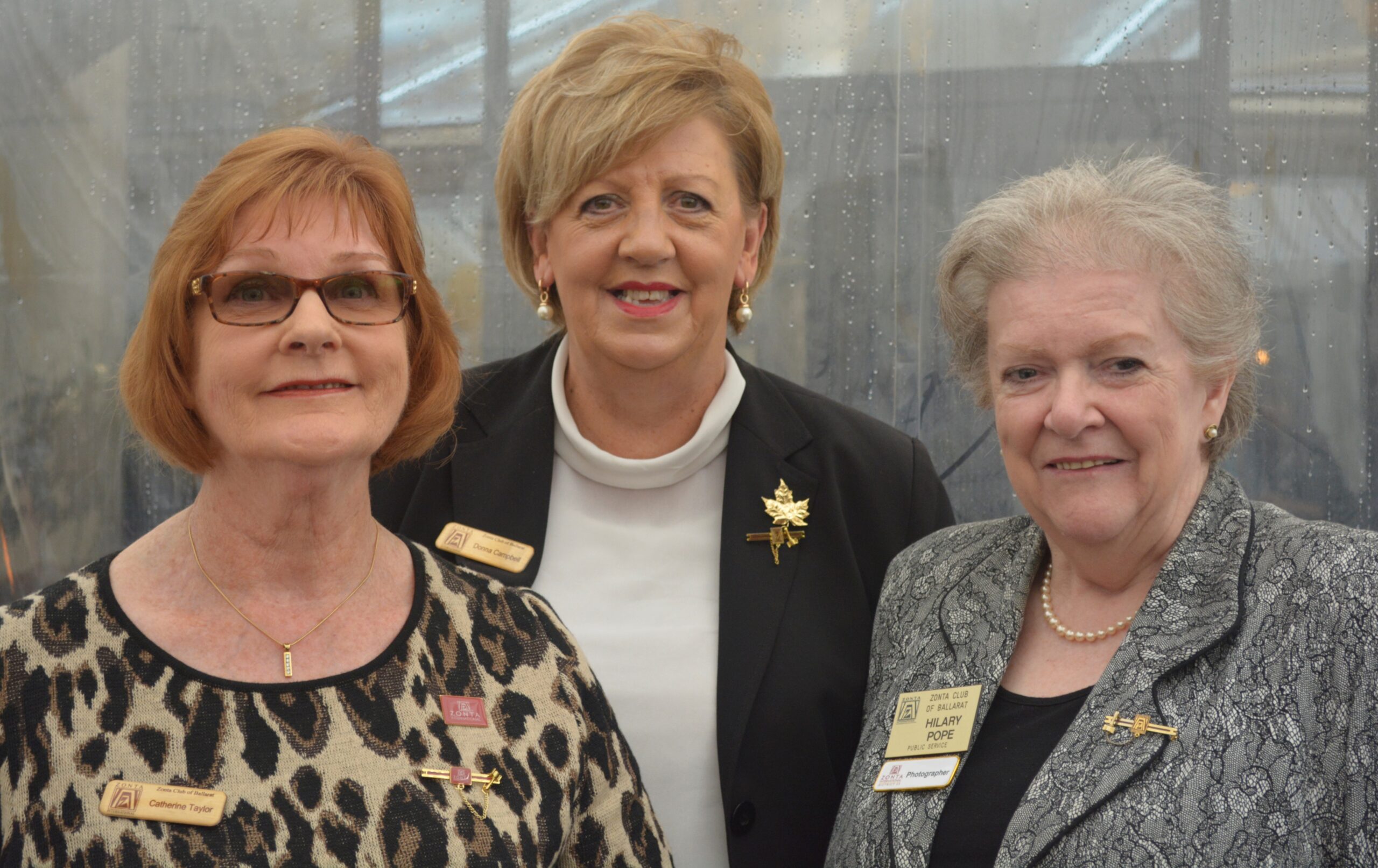 Three members of the Zonta Club of Melbourne on Yarra at the club’s 50th birthday celebration